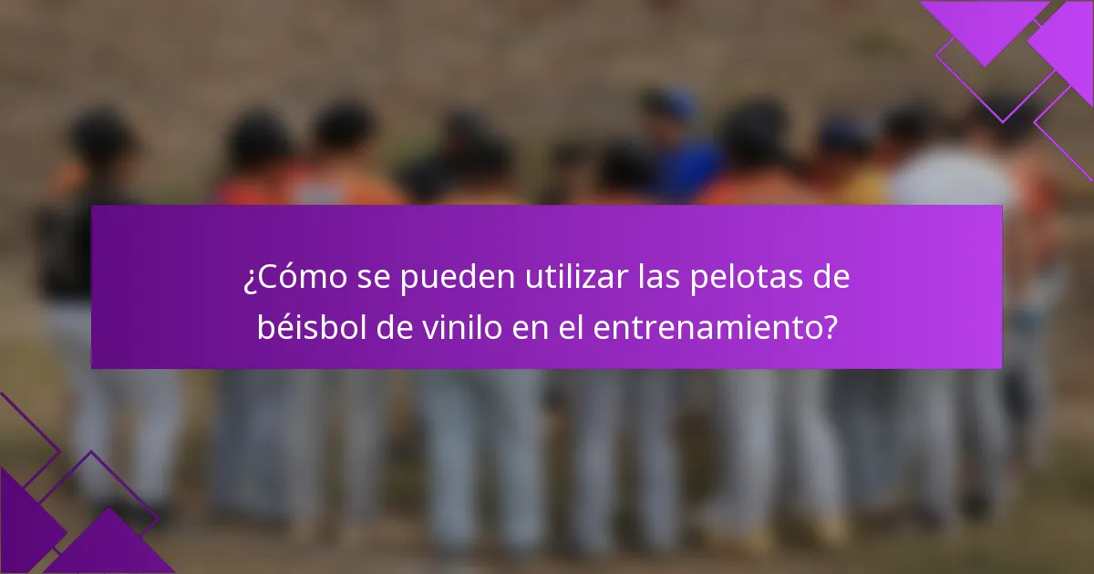 ¿Cómo se pueden utilizar las pelotas de béisbol de vinilo en el entrenamiento?