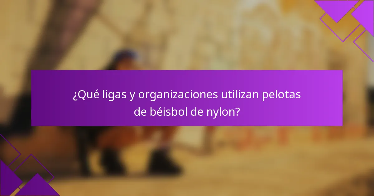 ¿Qué ligas y organizaciones utilizan pelotas de béisbol de nylon?